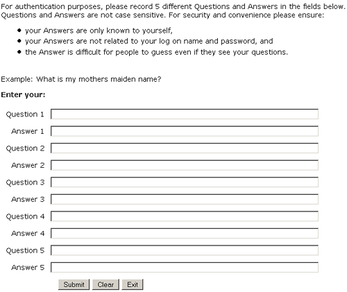 Dumb security question form