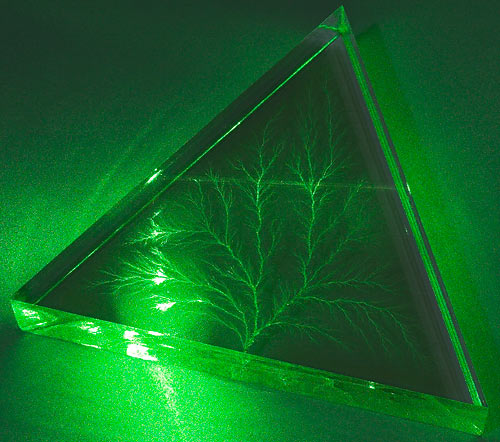 Laser beam through Lichtenberg figure