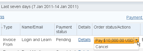 Audacious PayPal invoice