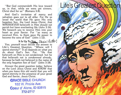 Side one of religious tract