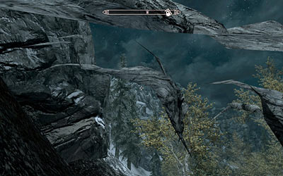 Partially transparent rock in Skyrim