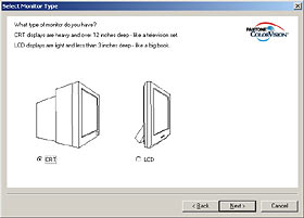 Monitor type selection