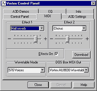 MIDI effects settings