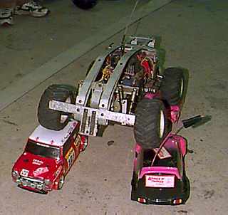 Big R/C car dominates small R/C cars